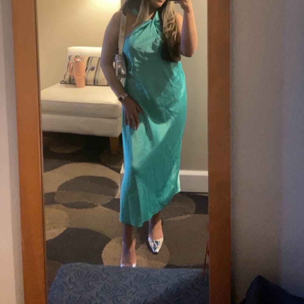 Elegant Teal Satin Dress